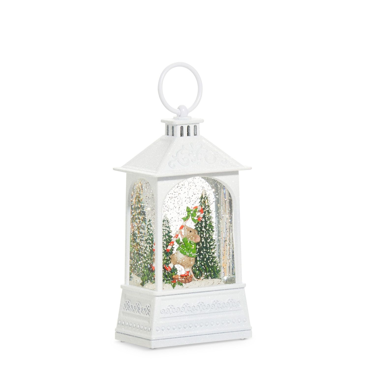 Water Lantern 8" A Very Mouse Christmas -6 Hr Timer - Requires 3 AAA Batteries, USB Cord, 6 Hr Timer
