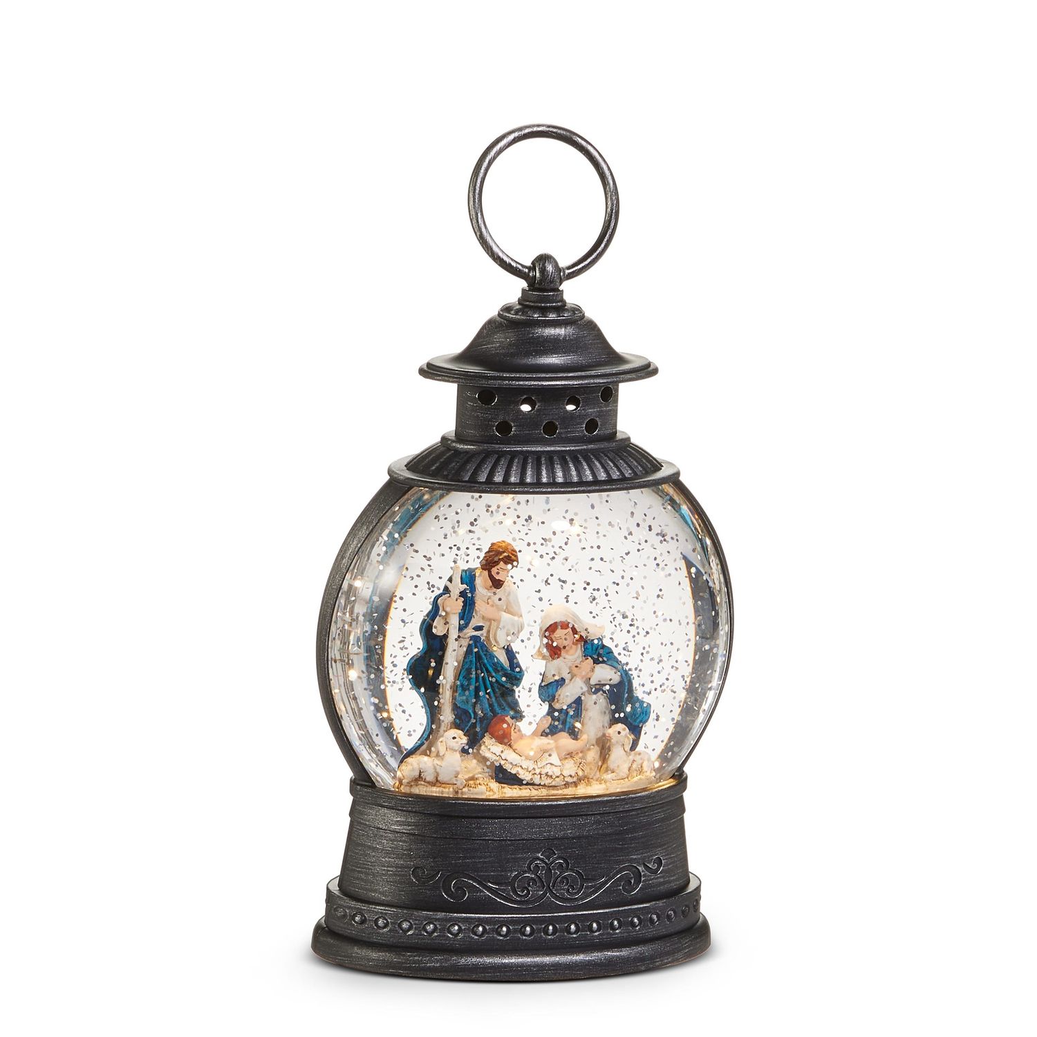 Water Lantern 8" Nativity - 6 hr Timer - Requires 3 AAA, USB Cord, 6 Hr Timer