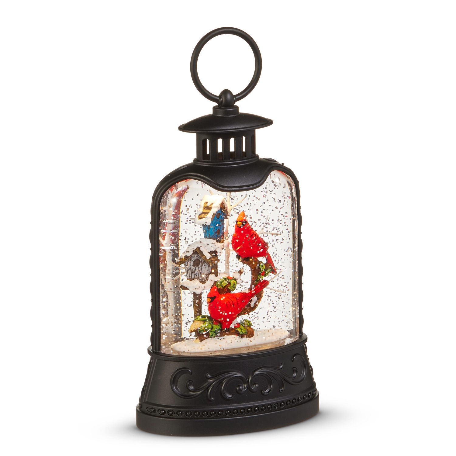 Water Lantern Cardinal &amp; Birdhouse - 6 Hr Timer - Requires 3 AAA Batteries, USB Cord, 6 Hr Timer