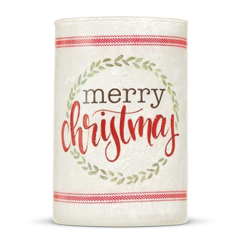 Merry Christmas Frosted Candleholder - 6"