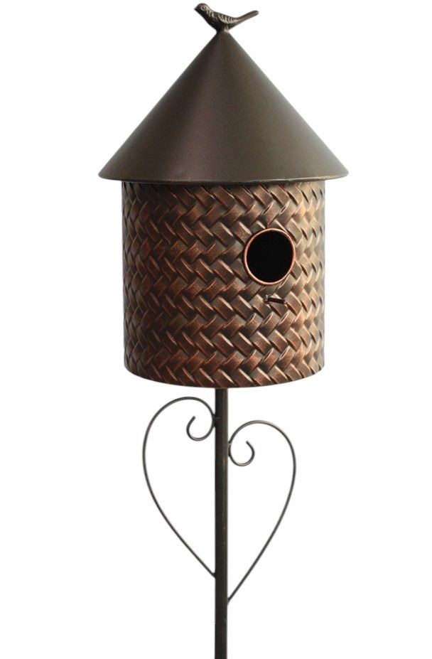 Bronze Birdhouse On Pole 55"
