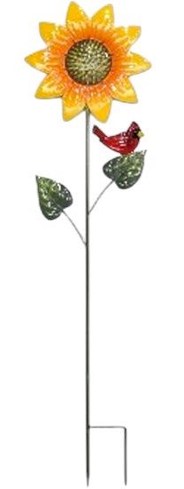 Sunflower W/ Cardinal Garden Stake 41"
