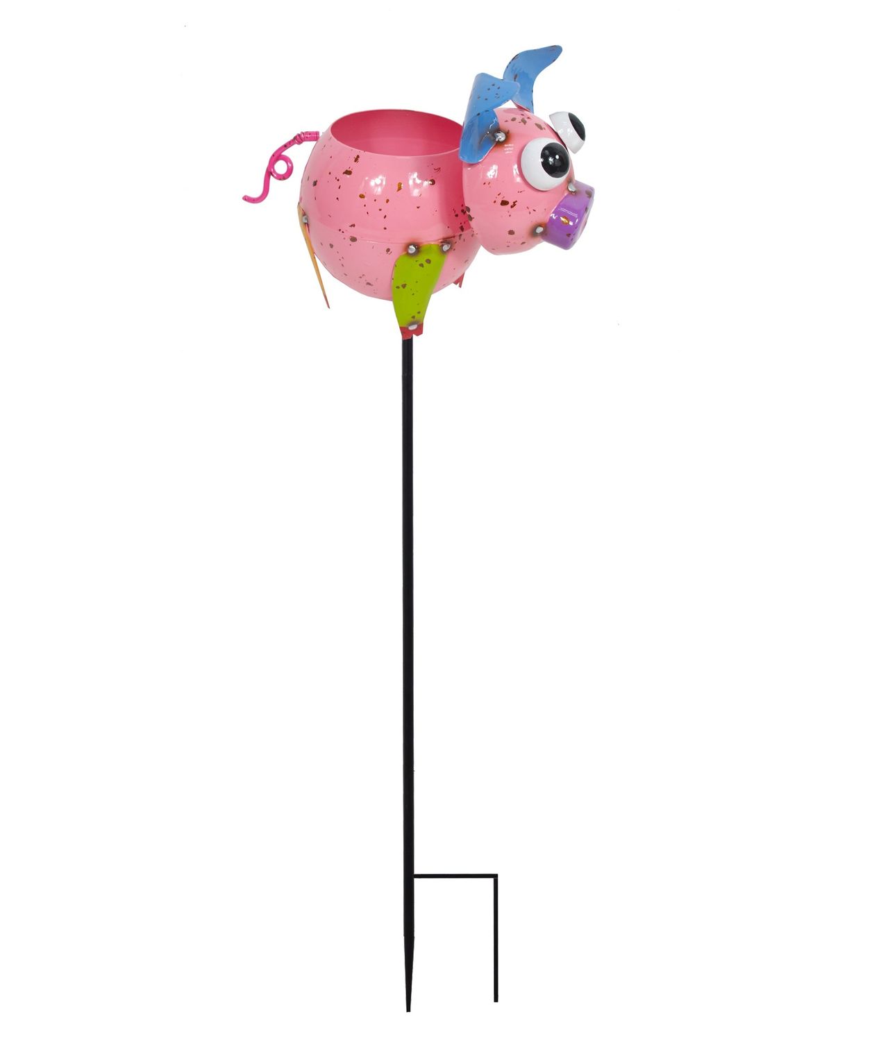 Metal Pig Planter Garden Stake 30"