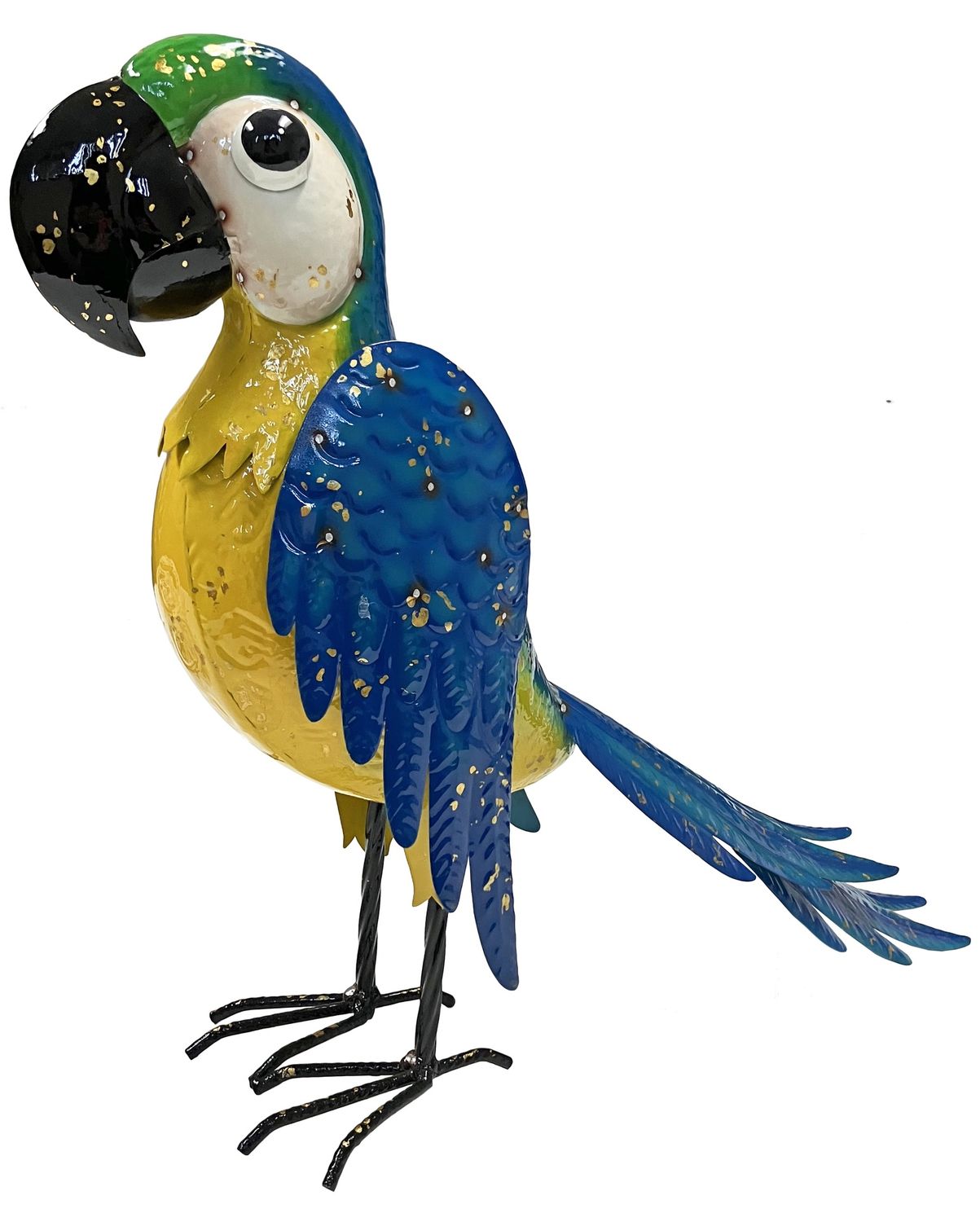 Blue Parrot Metal Garden Statue 20"