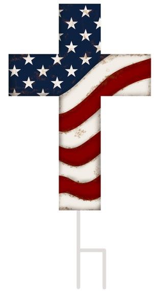 Flag Cross Garden Stake 24" X 12"