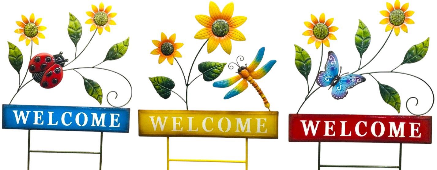 Welcome Garden Stake 31" X 20" - 3 Styles - Sold Individually