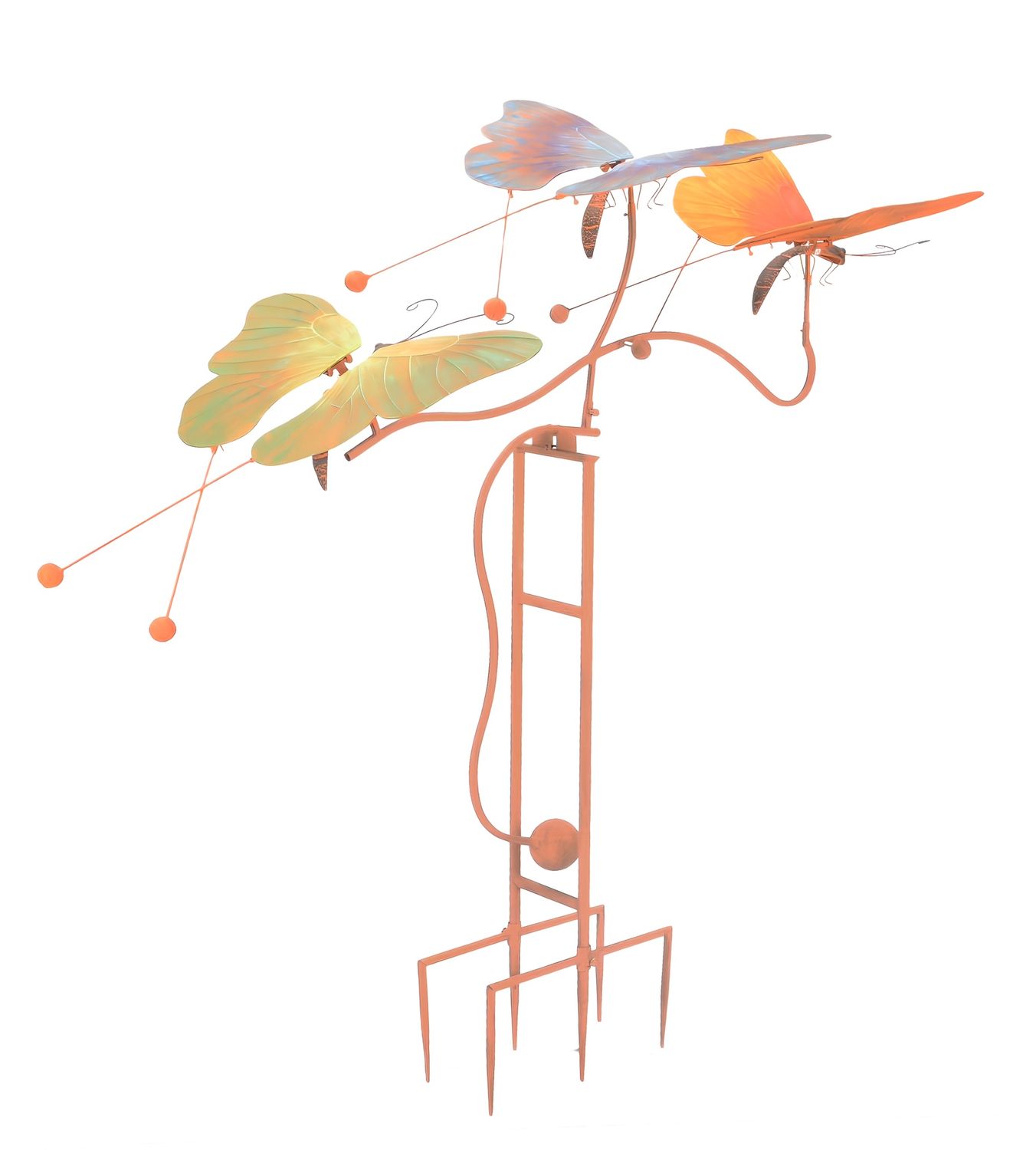 Three Butterflies Metal Rocker Stake 80"