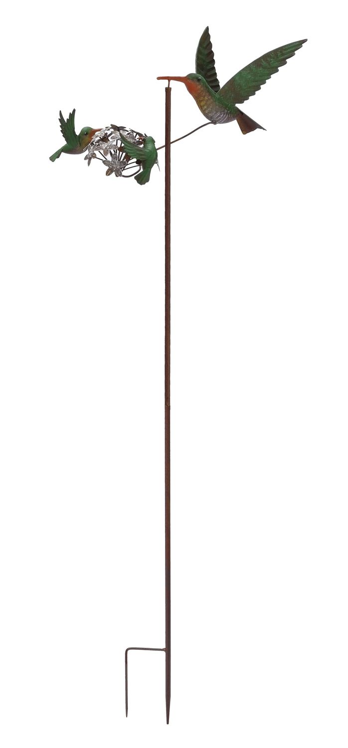 Hummingbirds Rustic Metal Balancer Stake 50"
