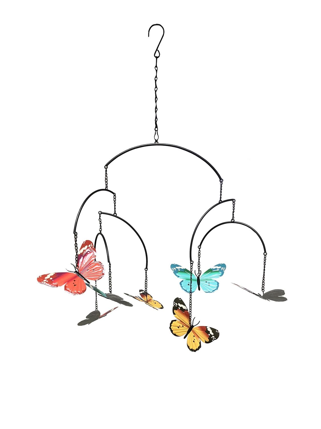 Butterflies Metal Dangling Garden Ornament 24"