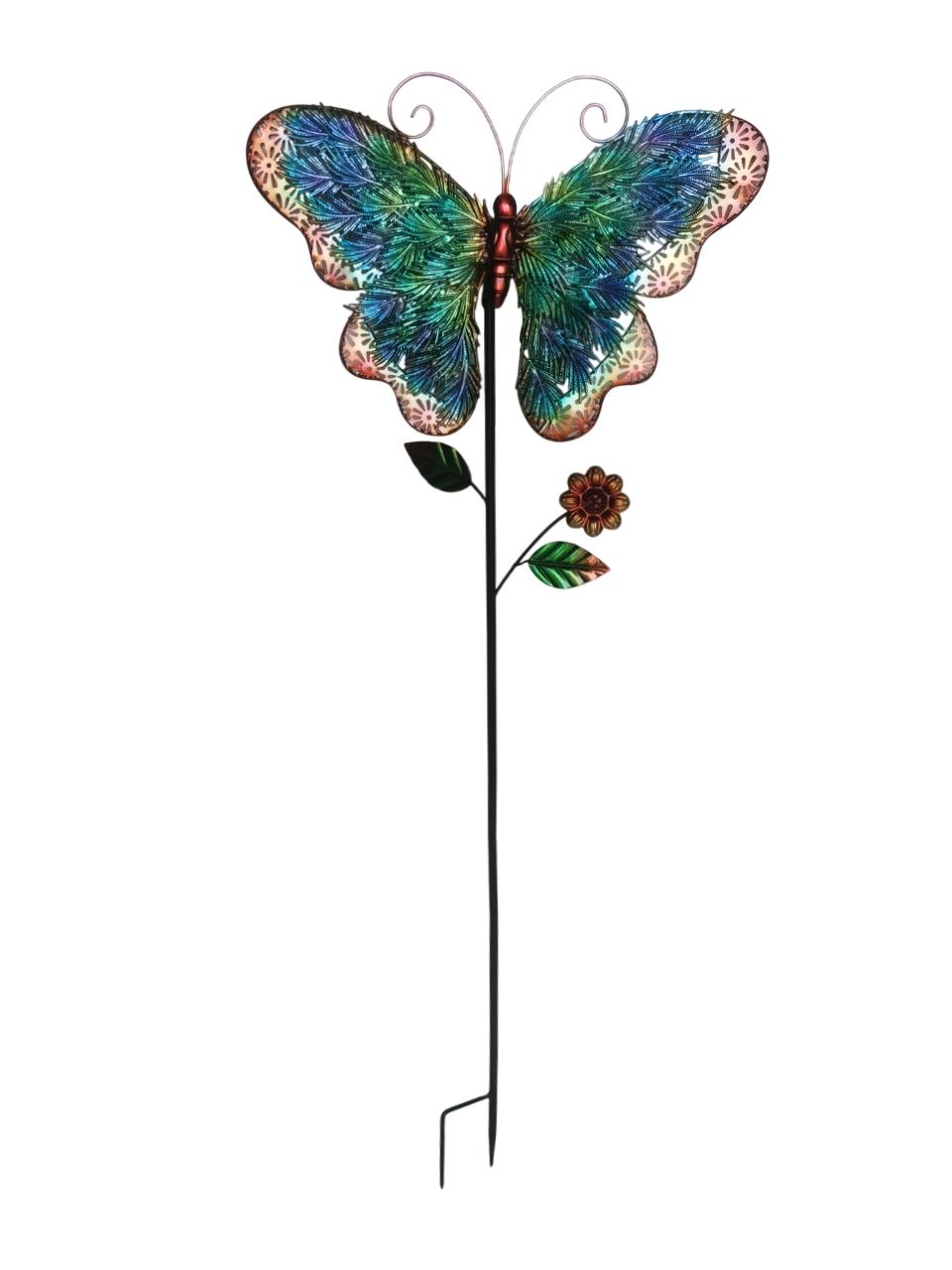 Blue/Green Metal Butterfly Stake 50"