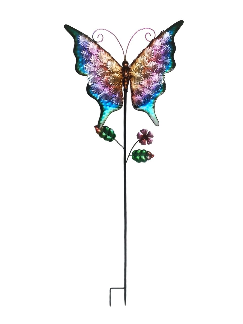 Blue/Pink Metal Butterfly Stake 50"