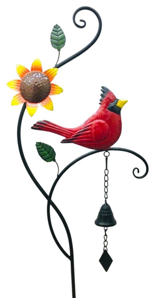 Cardinal W/ Sunflower Garden Stake 56" X 11"
