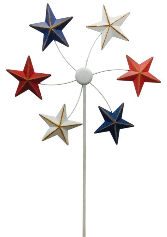 Red White And Blue Star Spinner Stake 60"