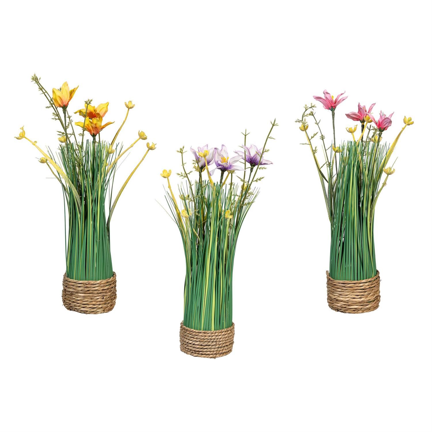 Floral Grass In Pot - 14" - 3 Styles - Sold Individually