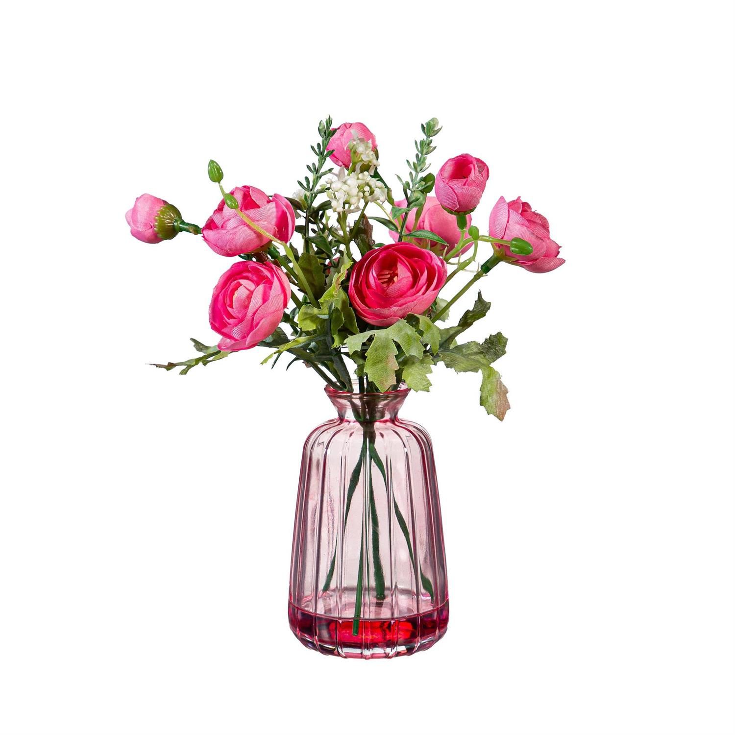Ranunculus In Glass Vase - 2 Styles - Sold Individually