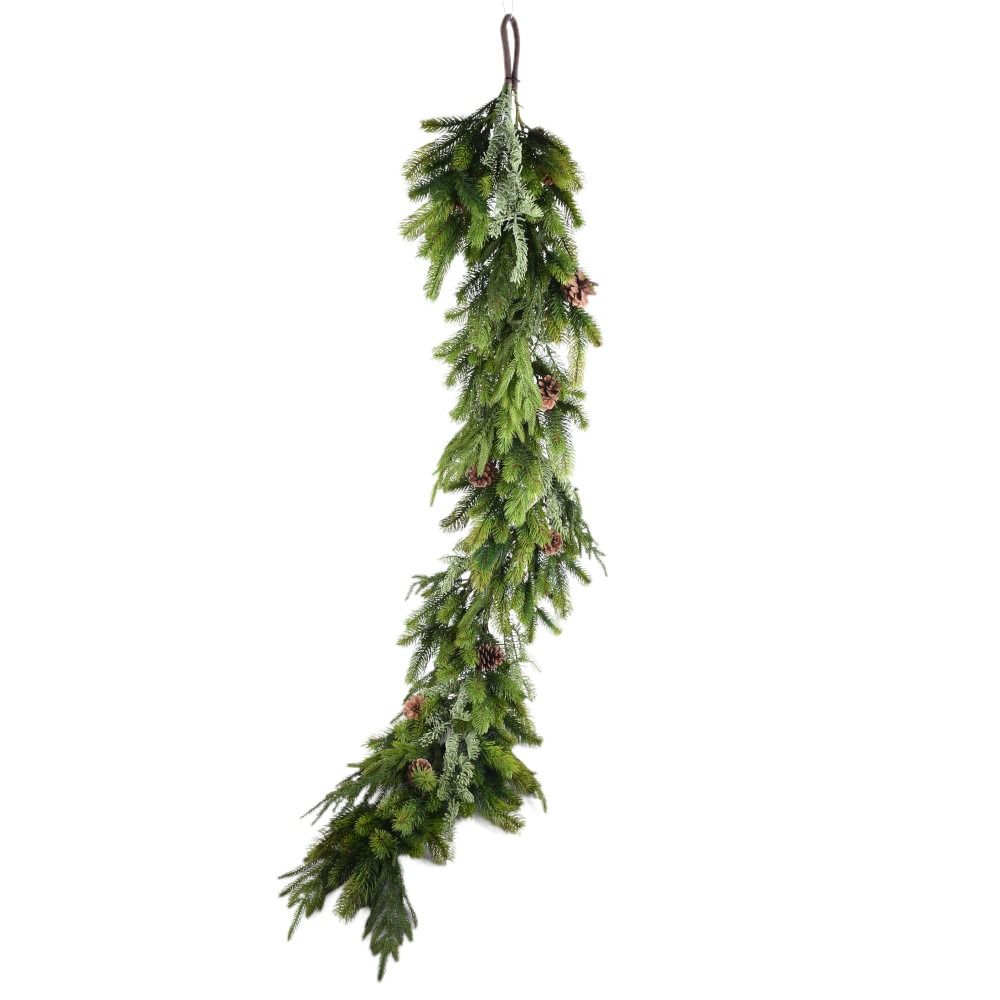 Norfolk Spruce Juniper Garland - 6' - Green
