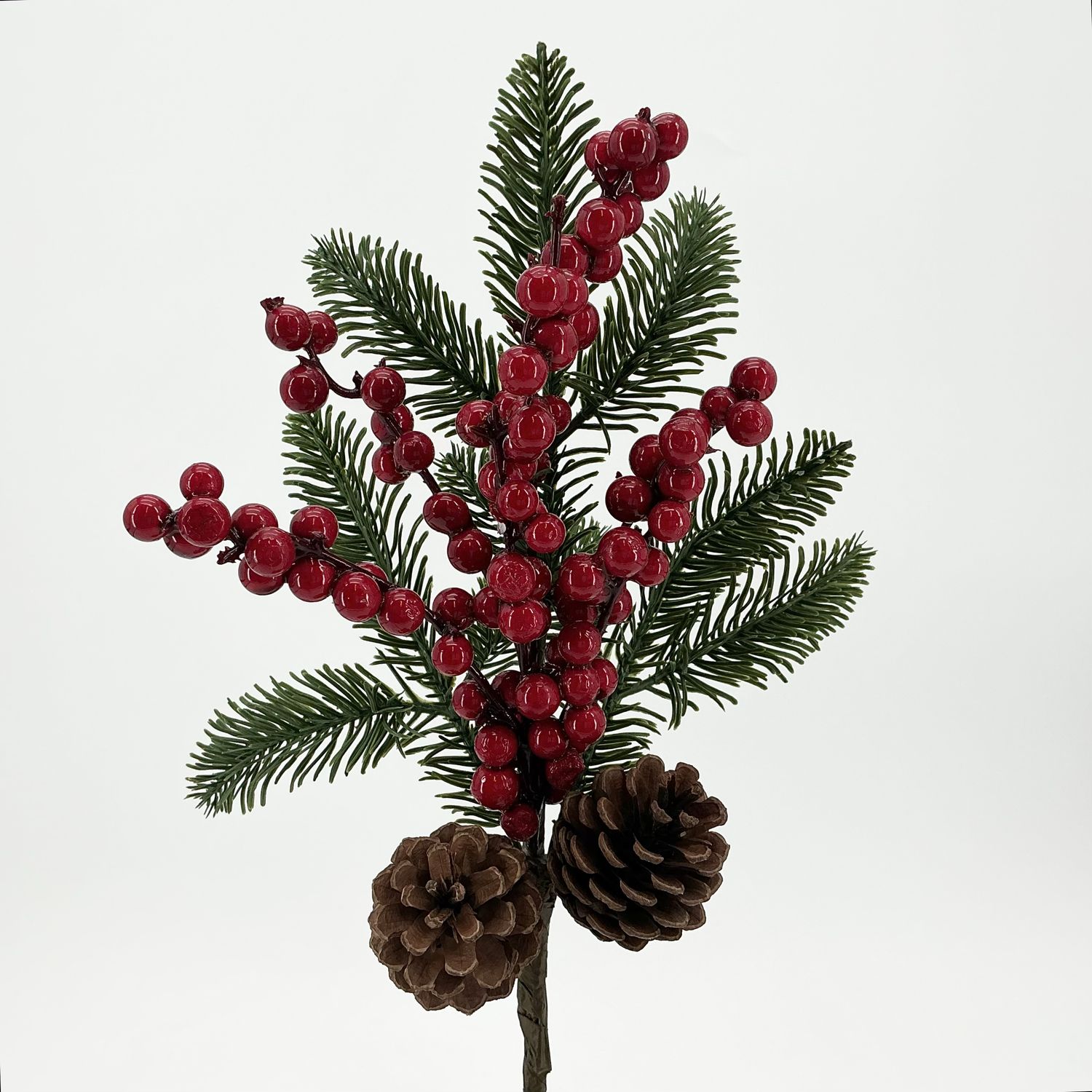 Berry Pinecone Spray - 13" - Red Green
