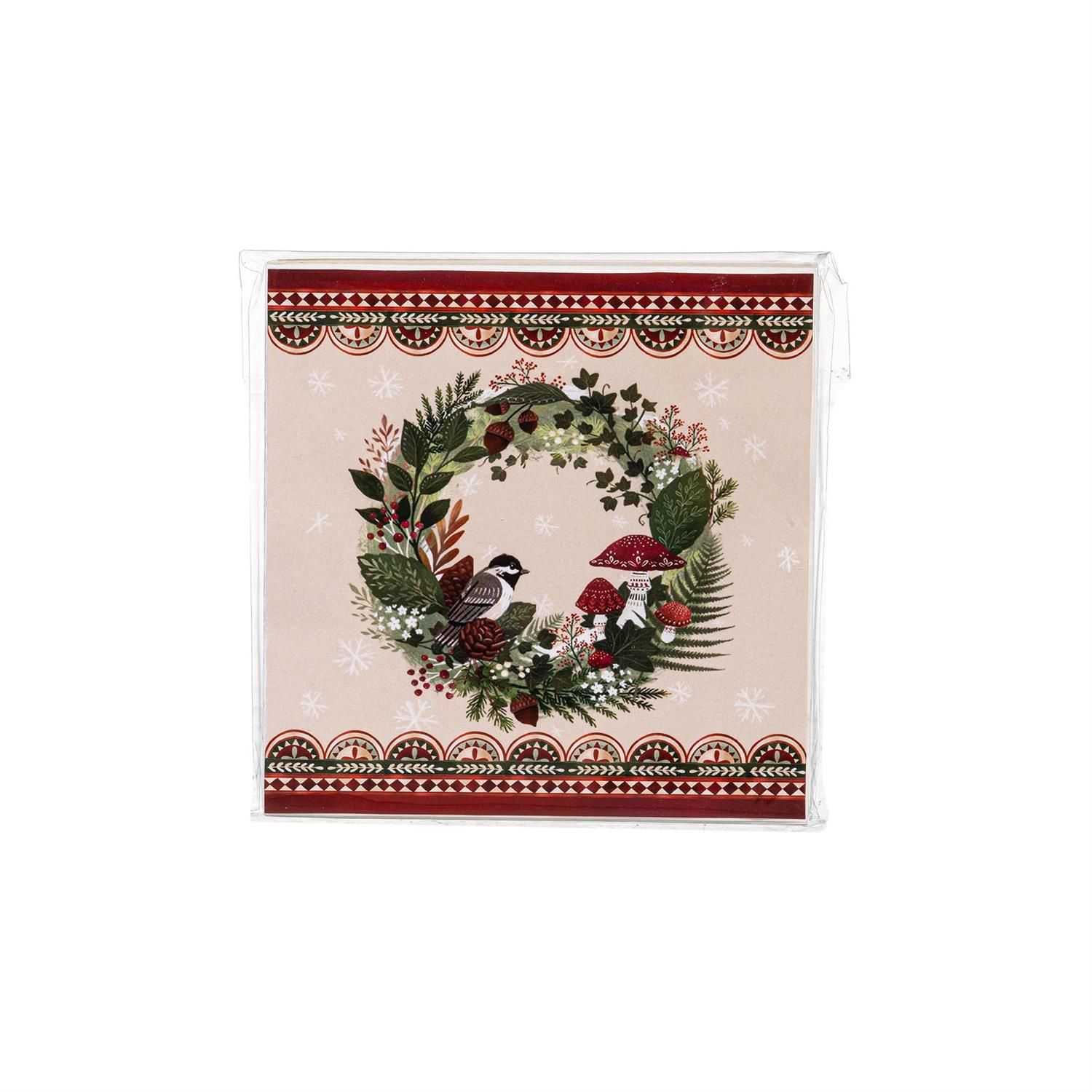 Cocktail Napkins - Chickadee Wreath