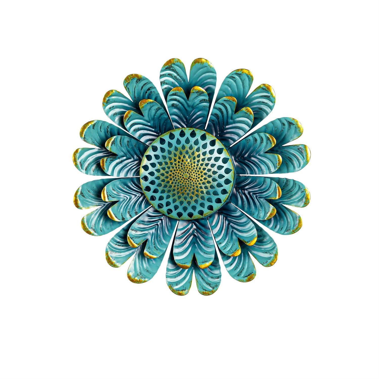 Distressed Blue Metal Wall Decor