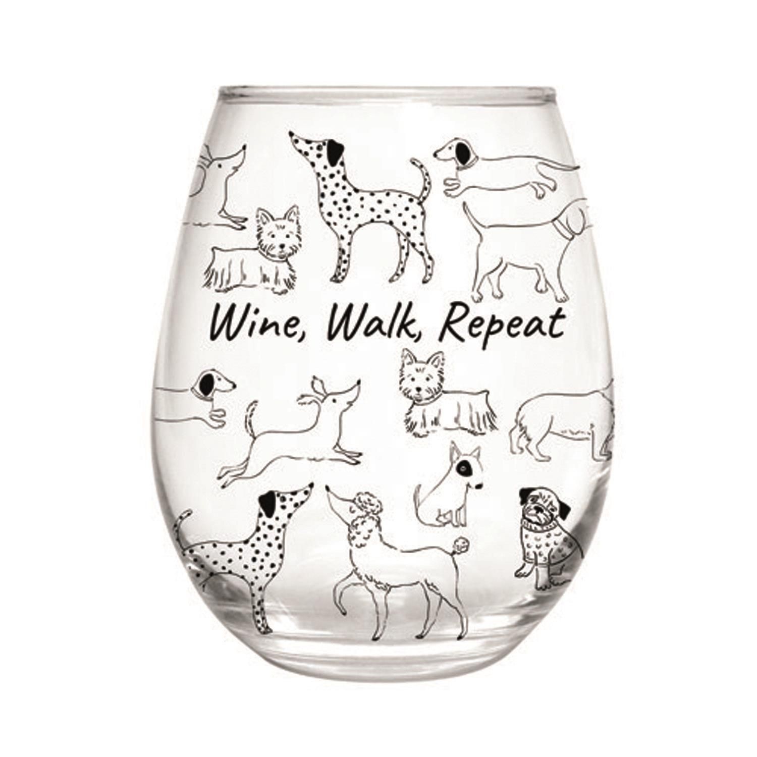 Stemless Glass With Gift Box - 17 Ounces- Wine, Walk, Repeat