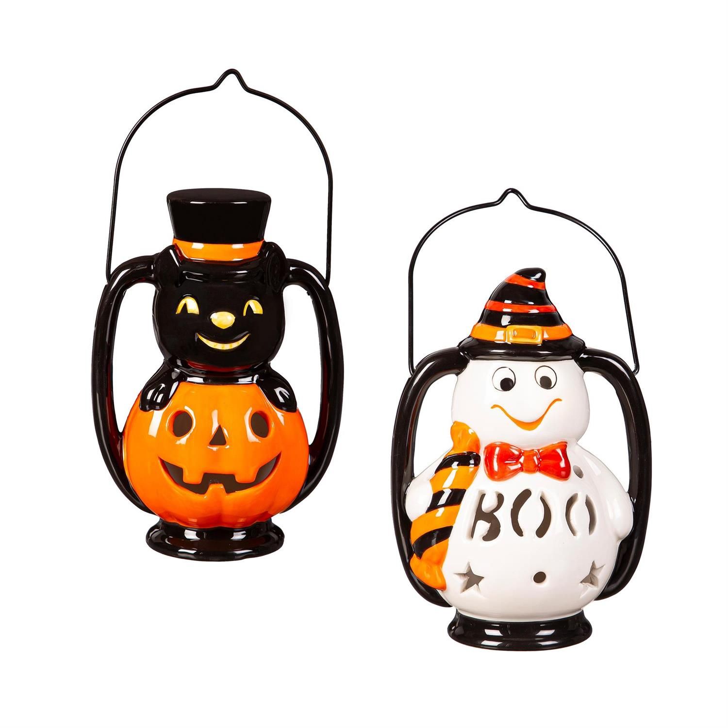 Ceramic Halloween Lantern - 8" - 2 Styles - Sold Individually