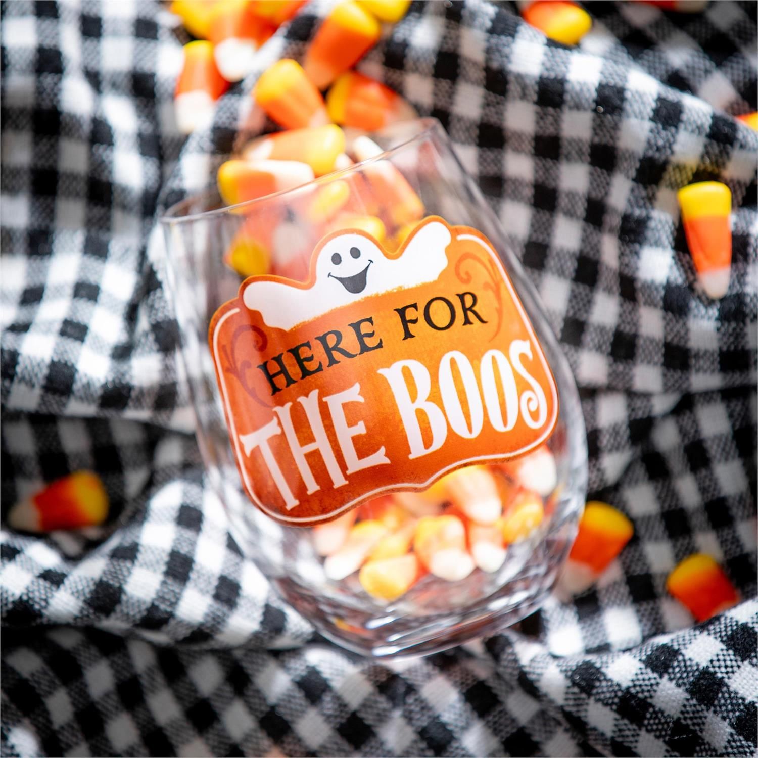 Stemless Glass With Gift Box - 17 Ounces - Here For The Boos
