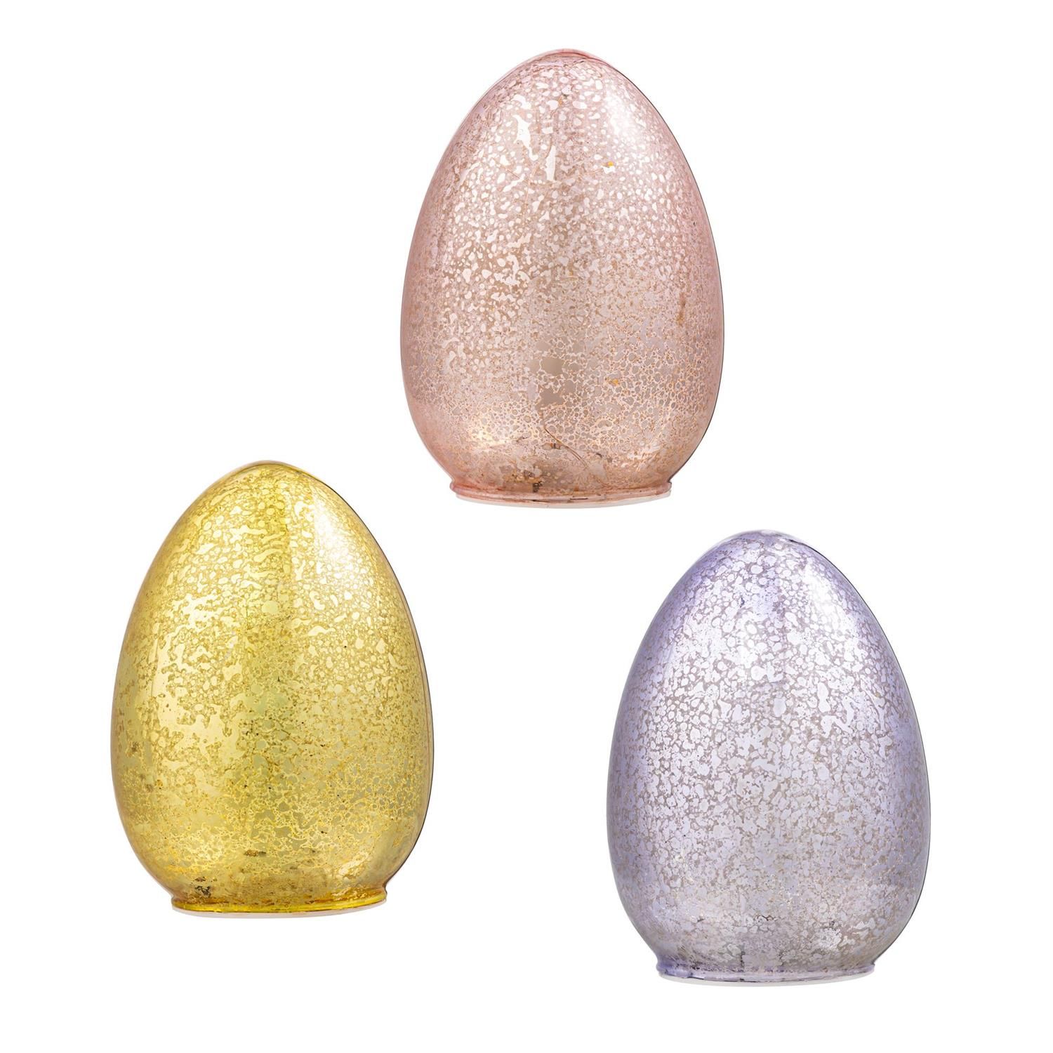 Egg LED Glass Table Decor - 3 Styles - 5.5" - Sold Individually