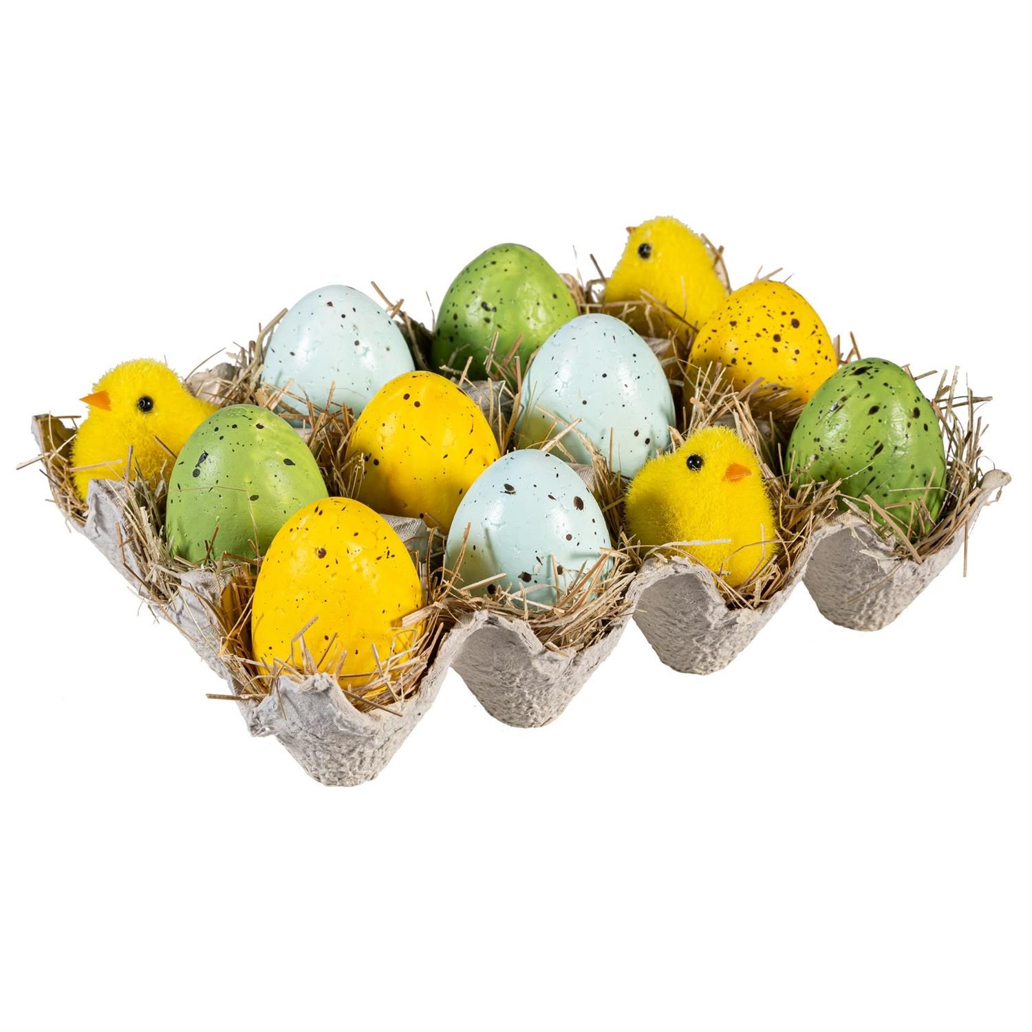 Eggs &amp; Chicks In Egg Carton - 8"