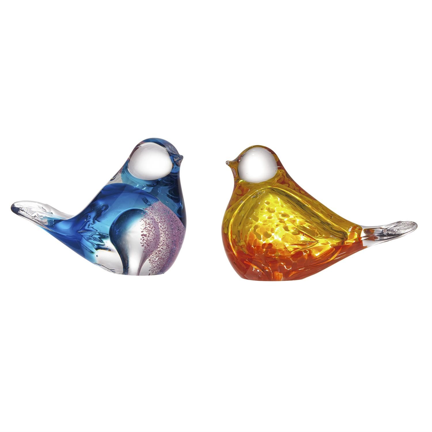 Glass Bird Table Decor - 4" - Blue/Yellow - 2 Styles - Sold Individually