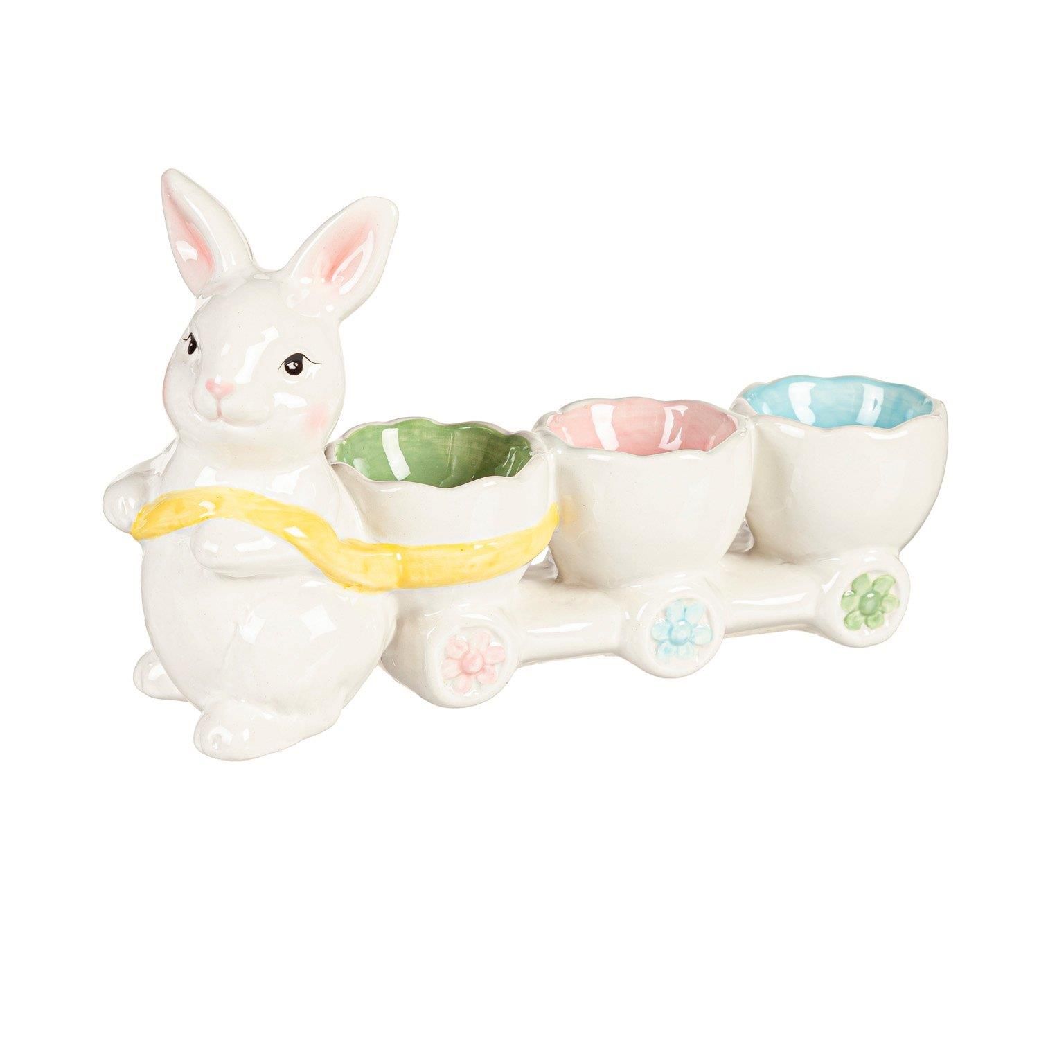 Bunny Pulling Egg Cart - 5" Ceramic