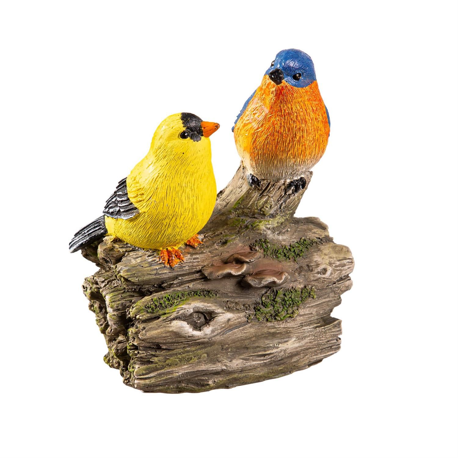 Bird Duo On Tree Stump - 5.25"