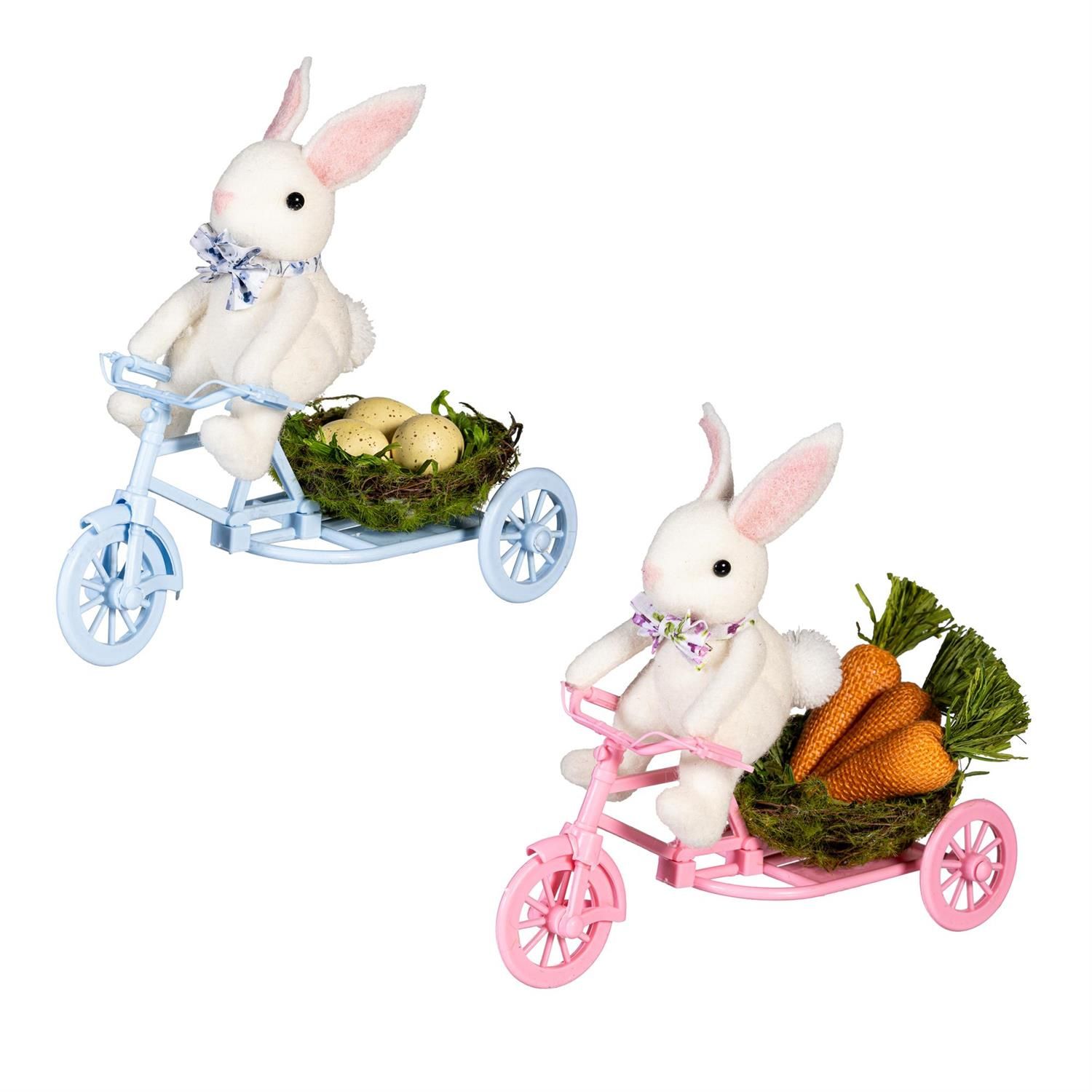 Natural Fiber Bunny On Bike - 2 Styles - Sold Individually