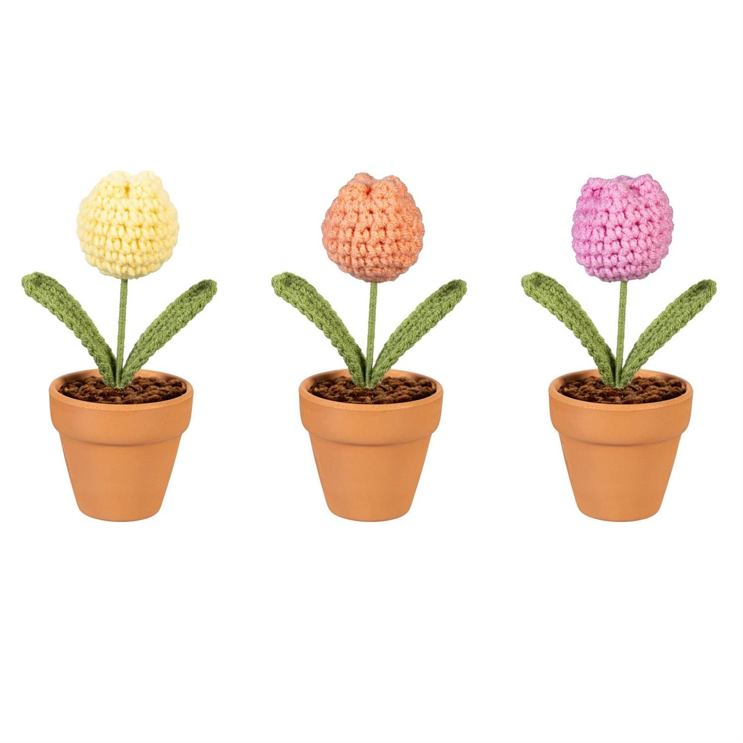 Crochet Tulip In Pot - 3 Styles - Sold Individually