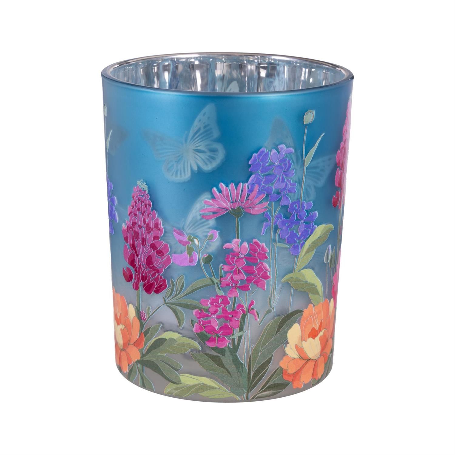 Floral Butterfly LED Votive - 5" - Blue