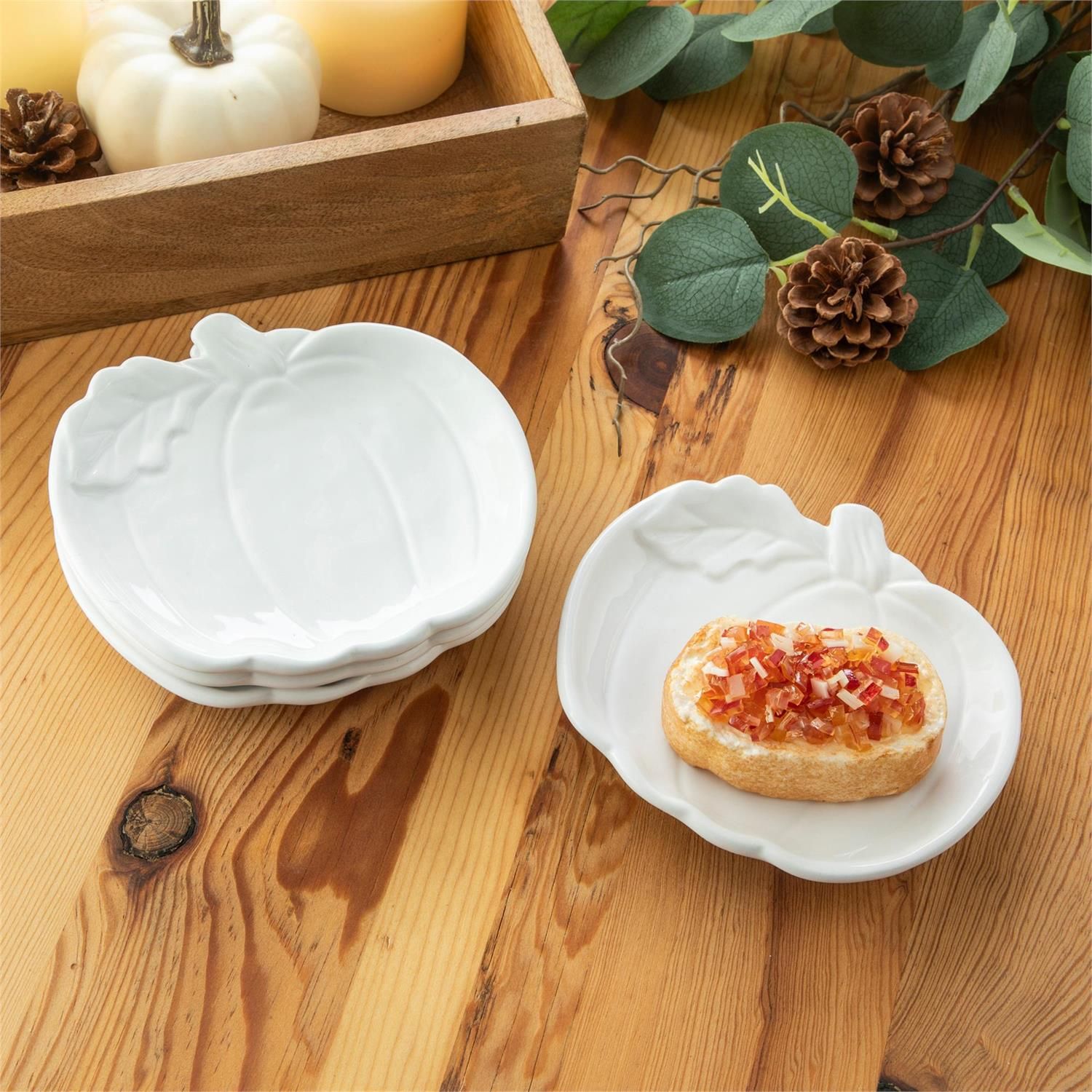 Pumpkin Shaped Appetizer Plate - 6" - White