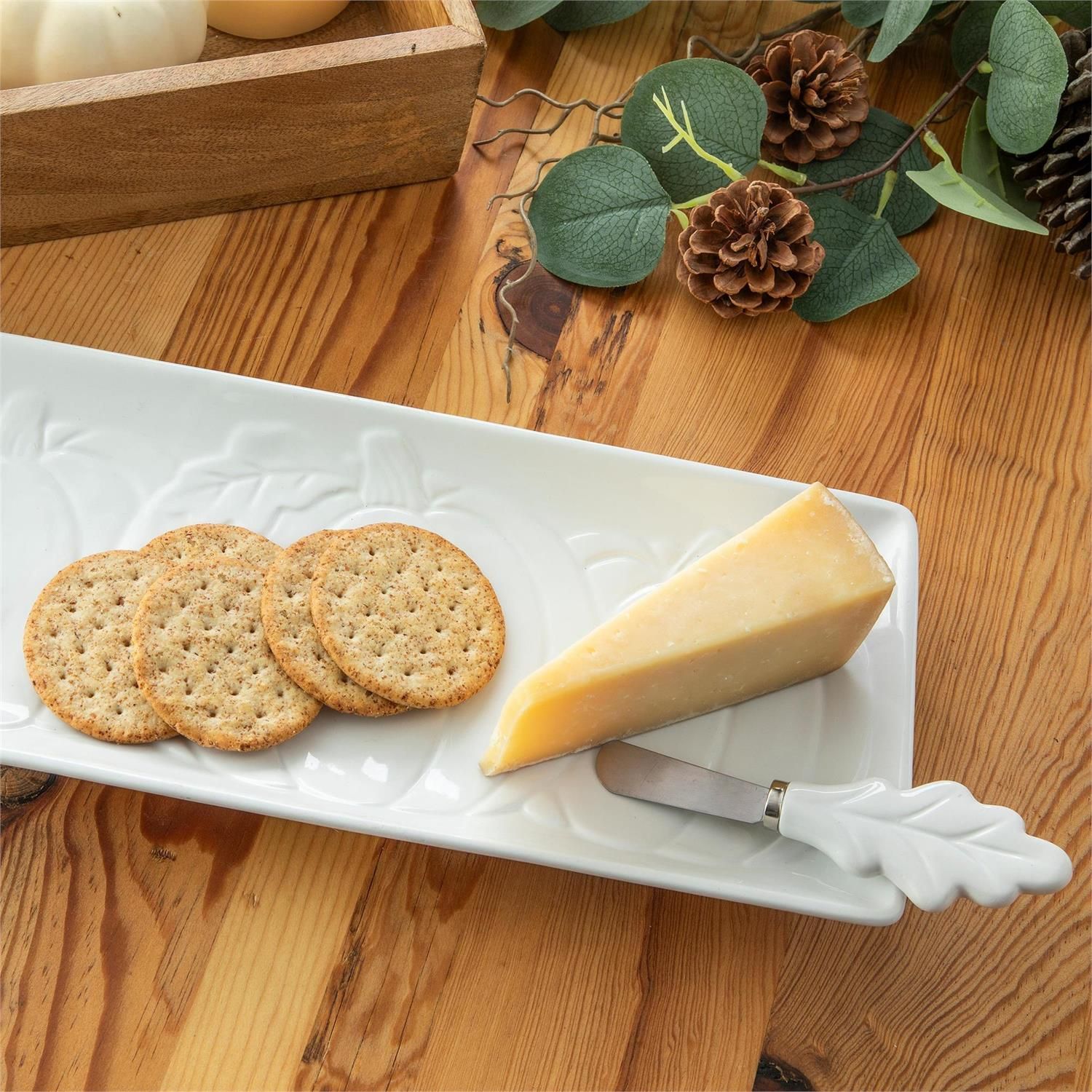 Pumpkin Serving Tray &amp; Spreader - 14" - White