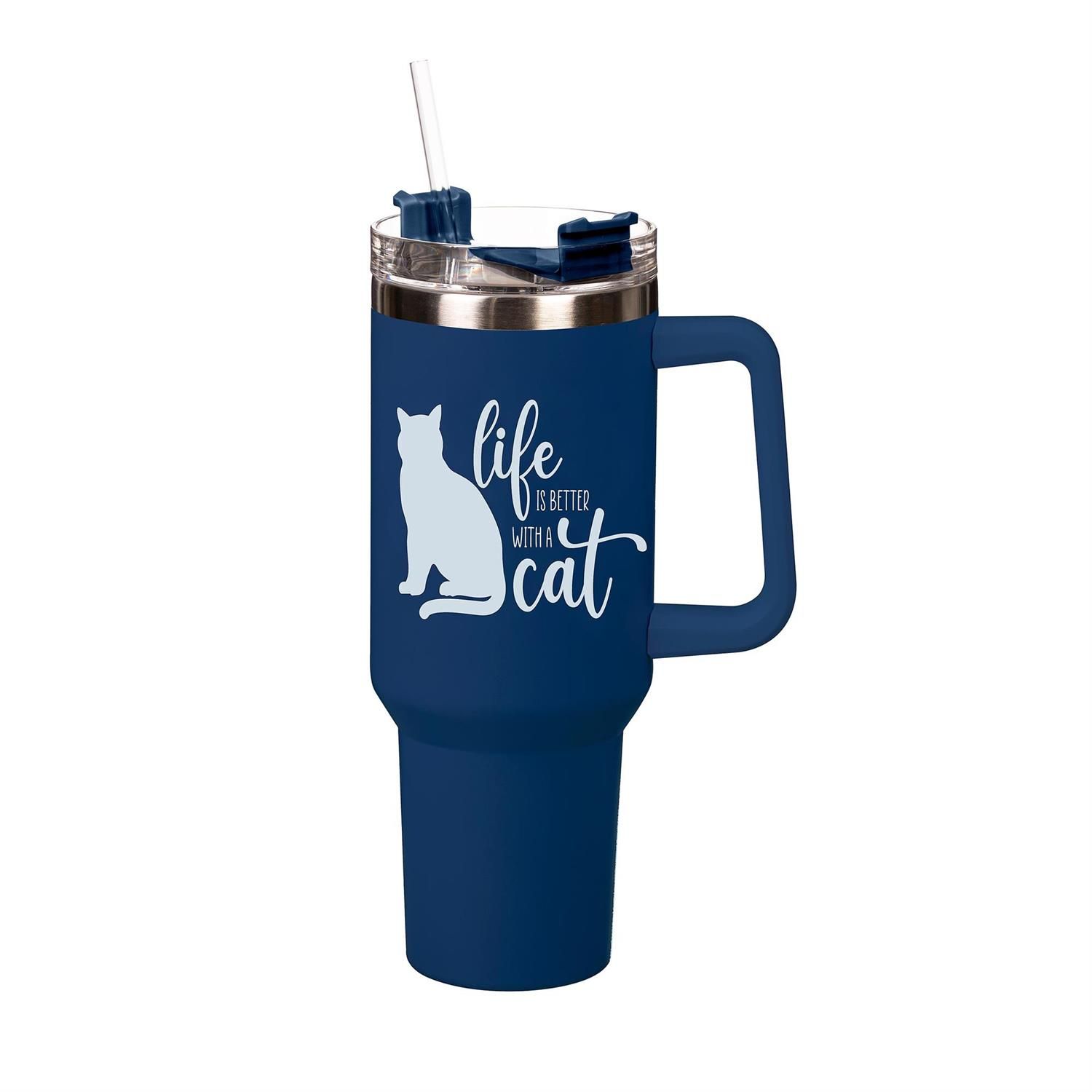 Canyon Cup 40oz Stainless Steel w/ Straw - Life Is Better w/ A Cat