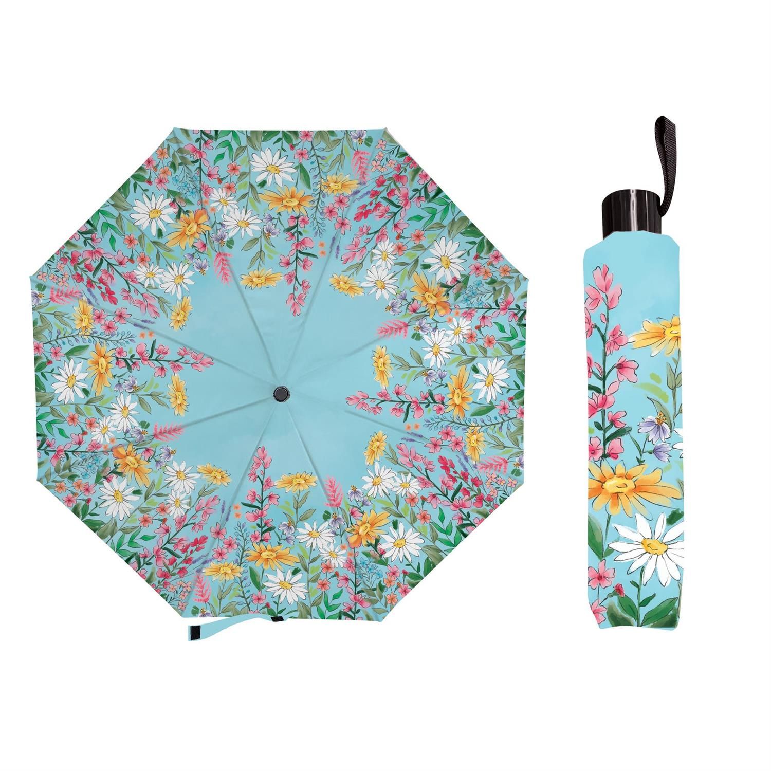Compact Manual Umbrella - Greenhouse Retreat Wildflowers