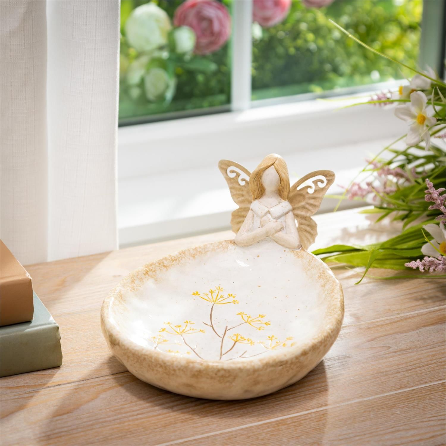 Floral Angel Ceramic Dish - 8.5"
