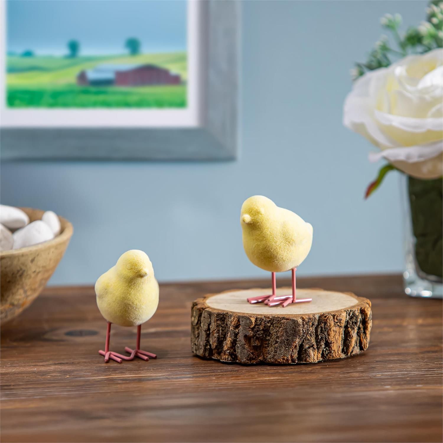 Flocked Chick w/ Metal Feet - 3"