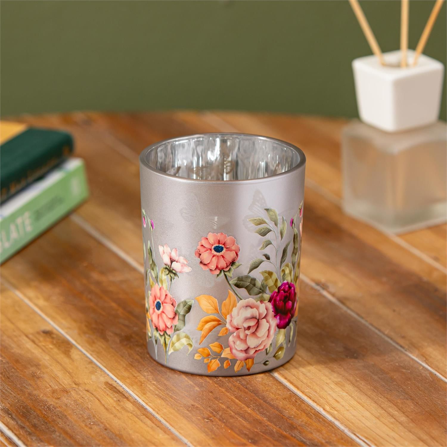 Floral Butterfly LED Votive - 5" - White