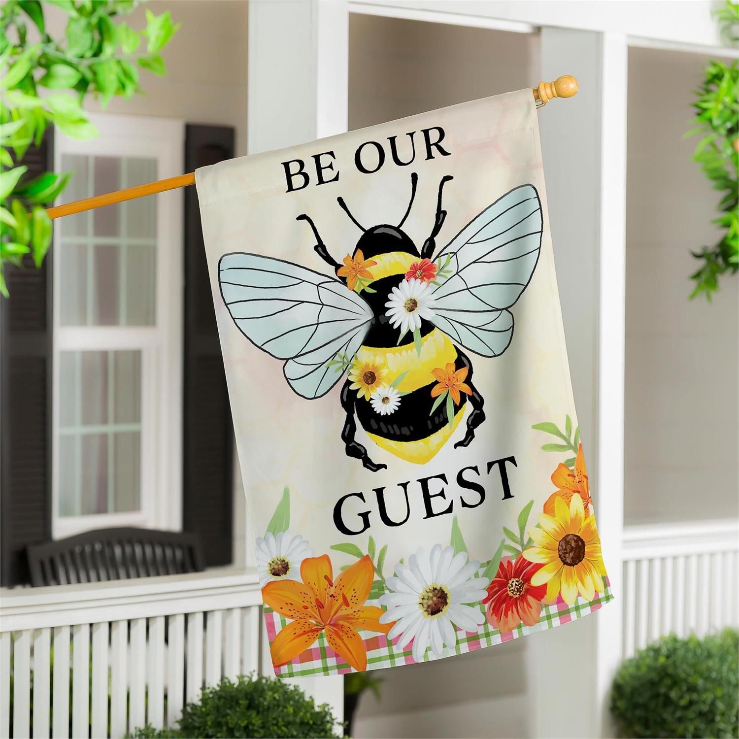 House Flag - Burlap - Bee Summer