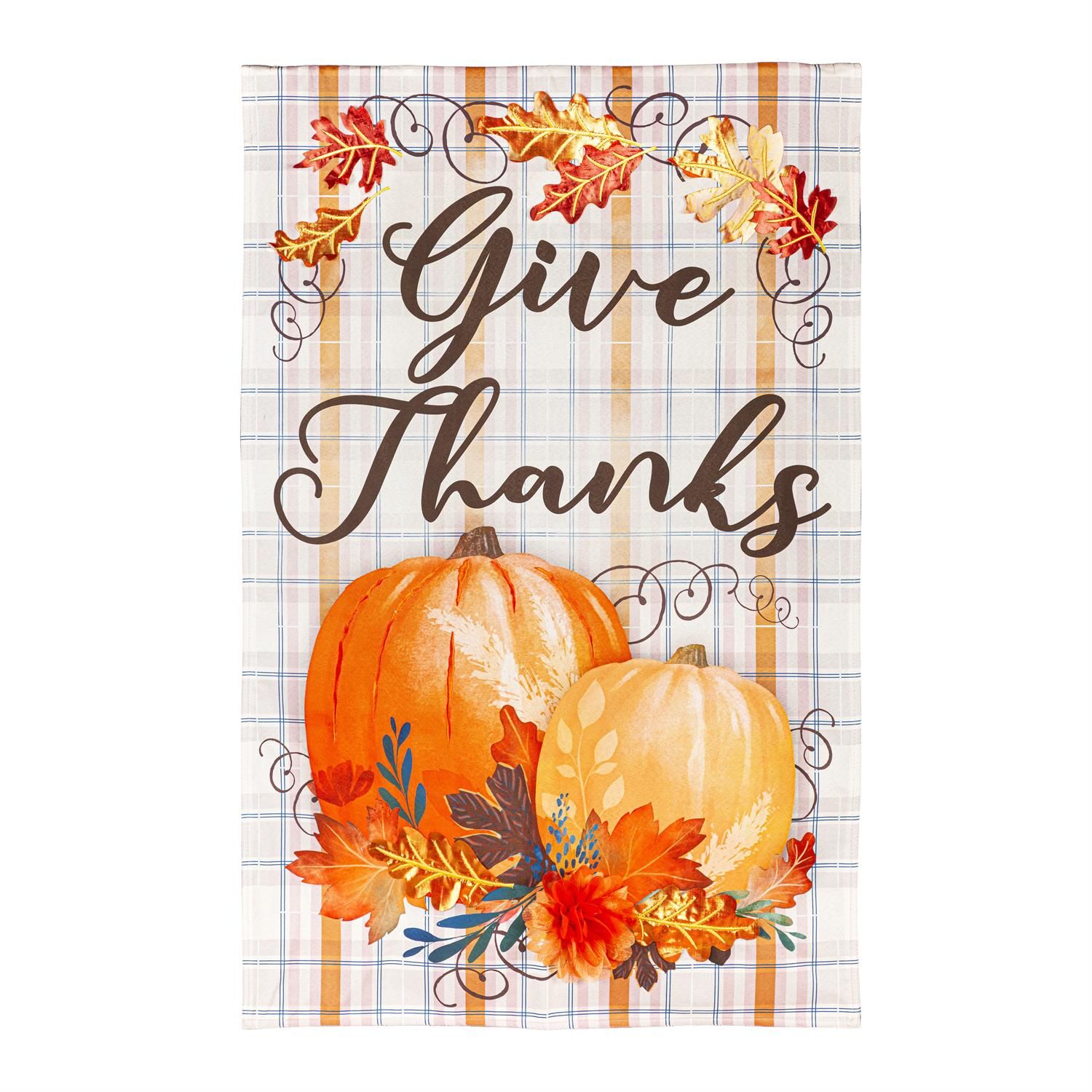 House Flag - Linen - Plaid Pumpkin Greetings