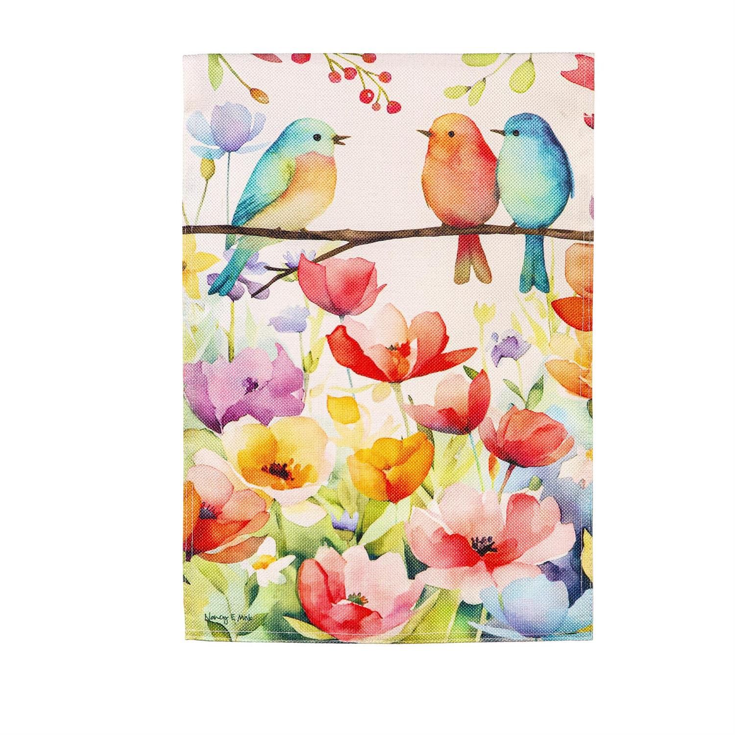 Garden Flag - Burlap - Bird Talk