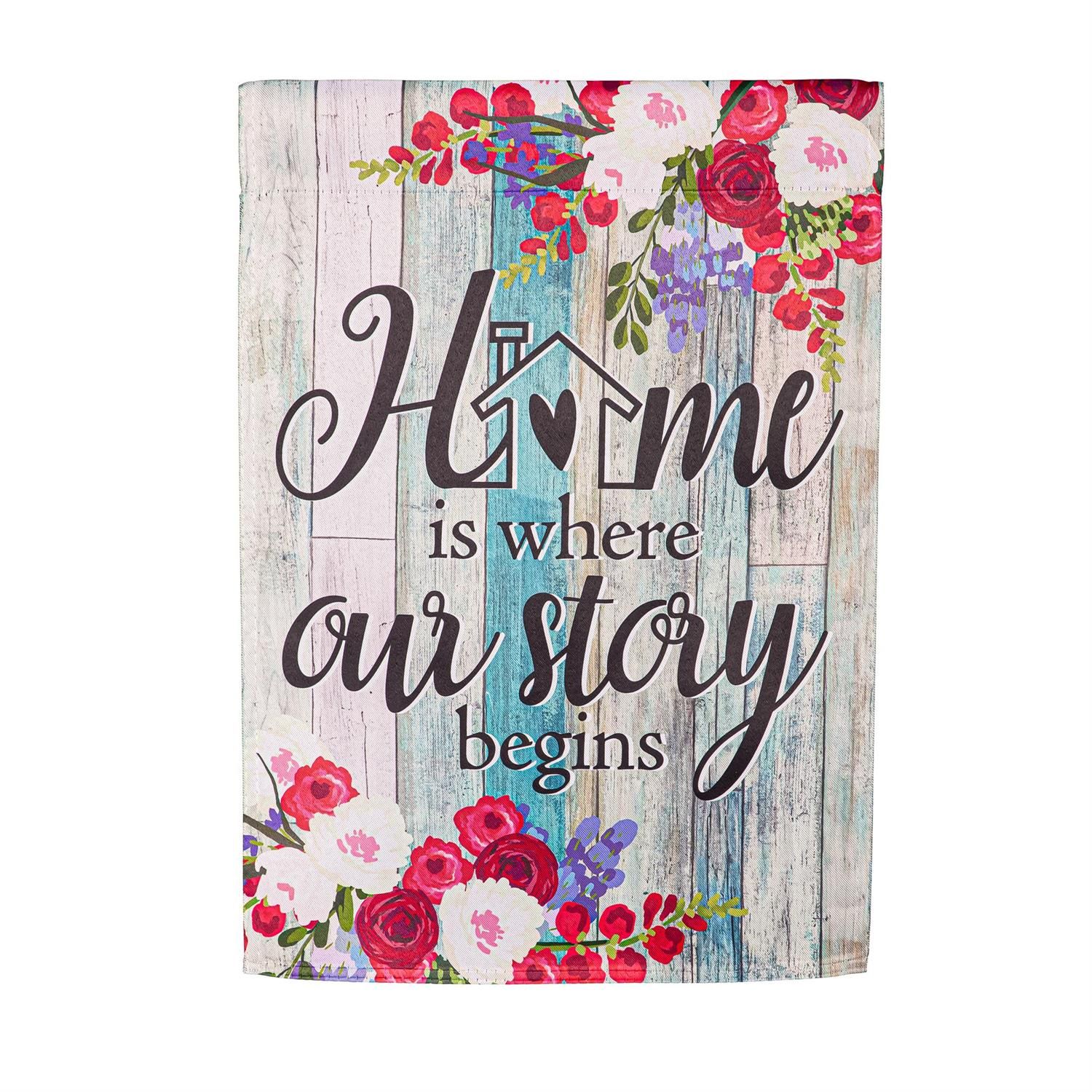 Garden Flag - Suede - Home Is Where Our Story Begins