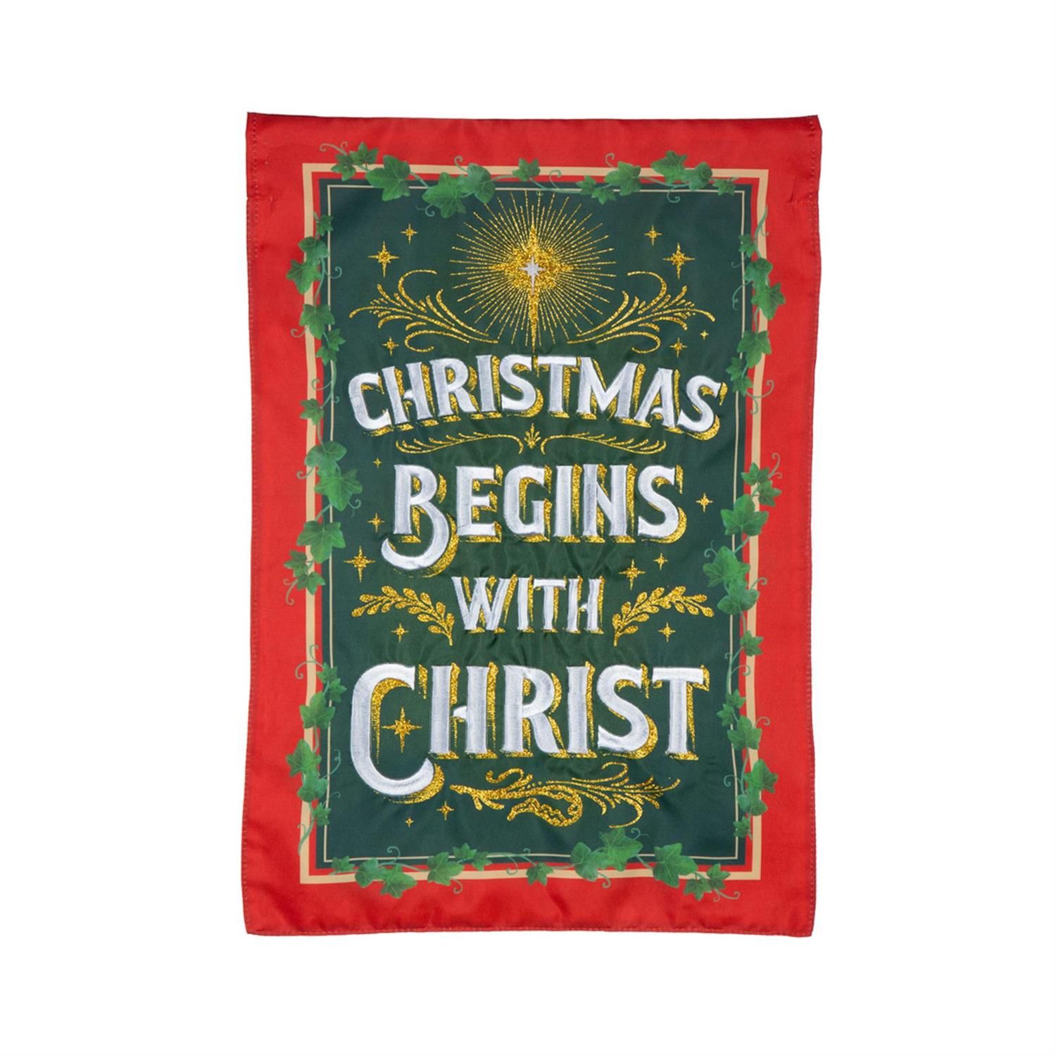 House Flag - Applique - Christmas Begins With Christ