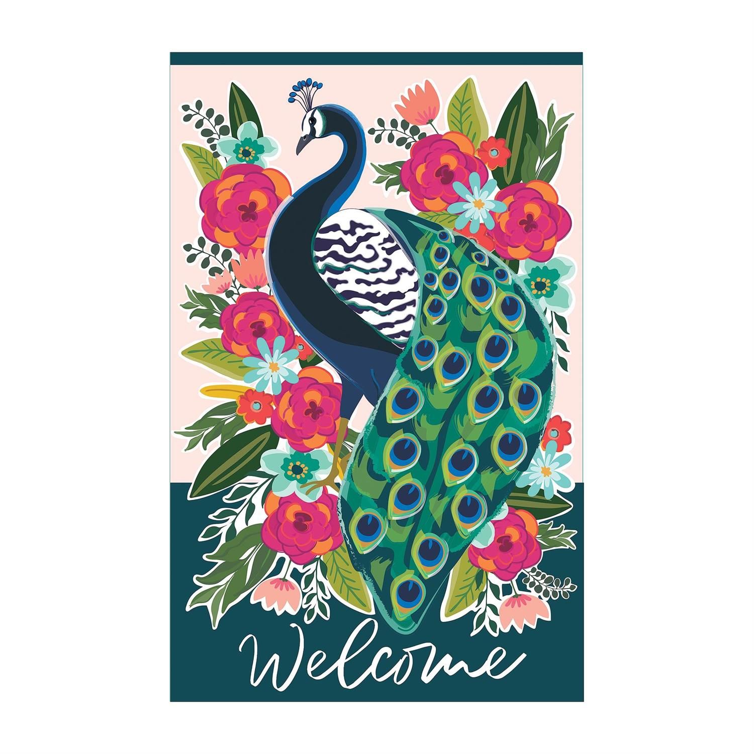 Garden Flag - Applique - Floral Peacock