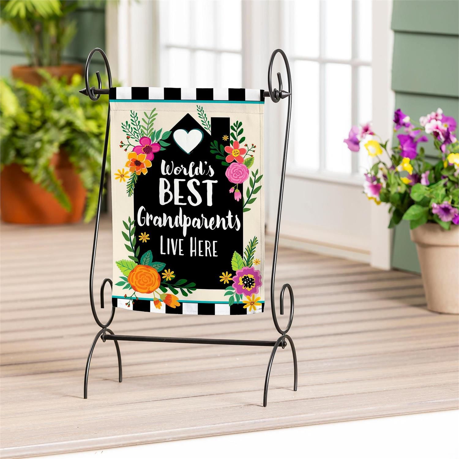 Garden Flag - Applique - Worlds Best Grandparents