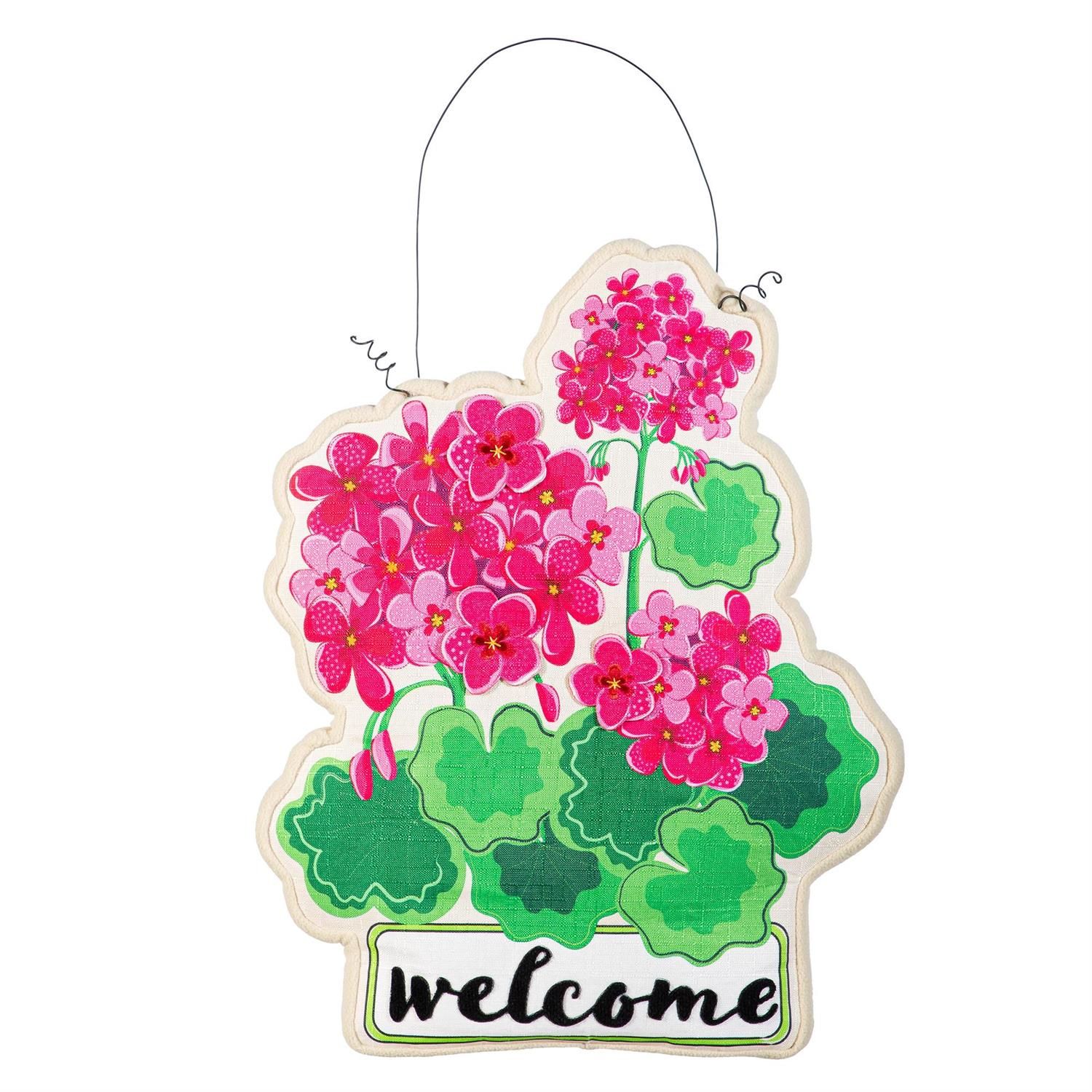 Estate Door Decor - Pink Geranium Welcome Friends