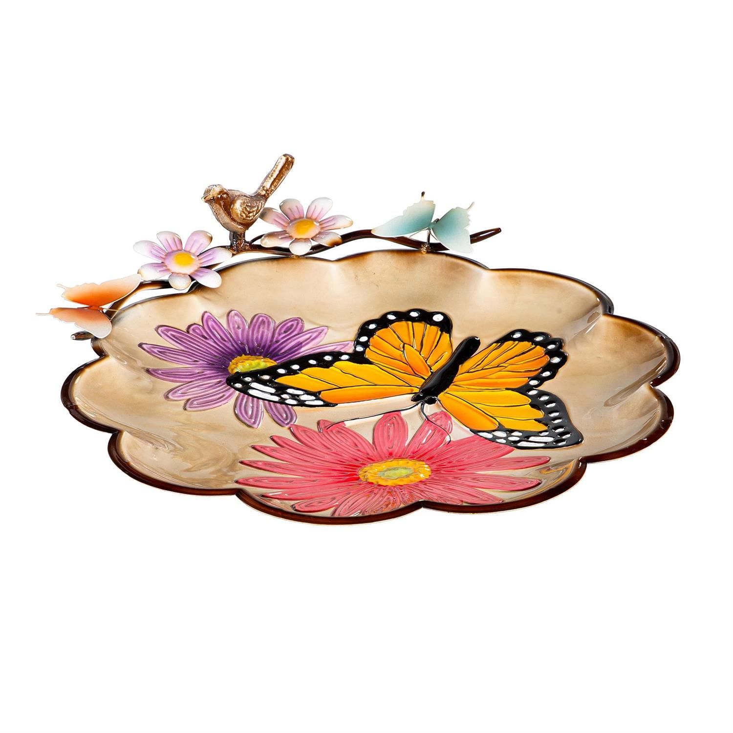 Bird Bath - Sculpted Edge - 17" - Bright Butterfly